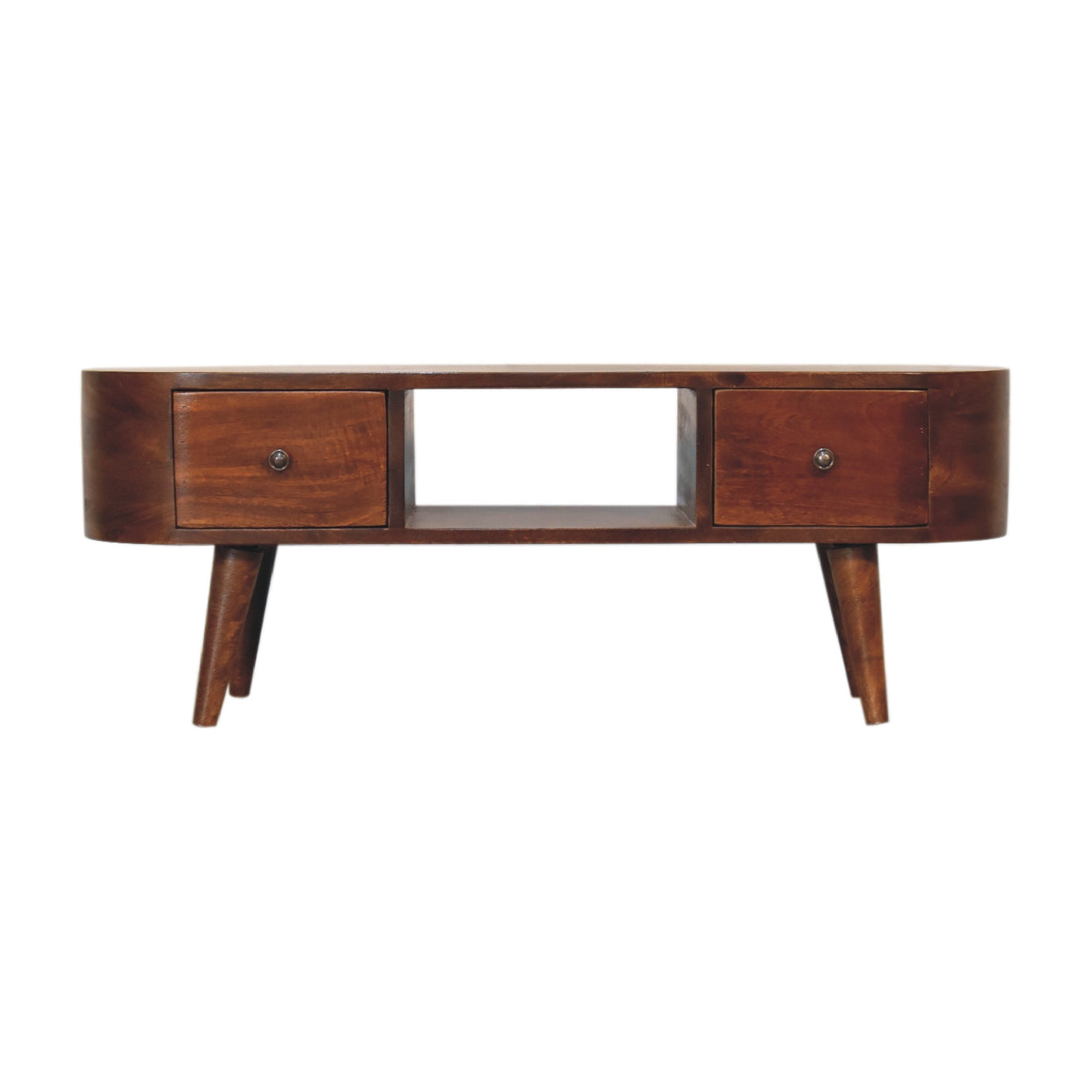 Chestnut Rounded Mango Wood Media Unit With Open Slot from Artisan Furniture - IN3315