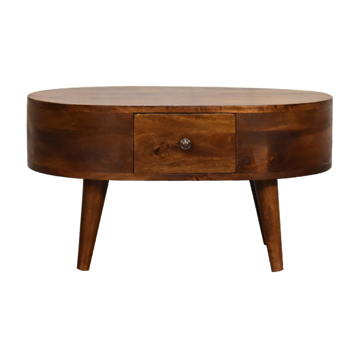 Small Rounded Mango Wood Coffee Table Chestnut from Artisan Furniture - IN3329