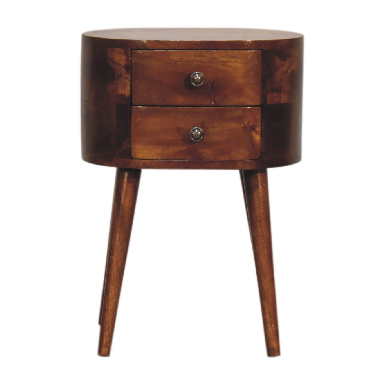 Small Rounded Mango Wood Bedside Table Chestnut from Artisan Furniture - IN3331