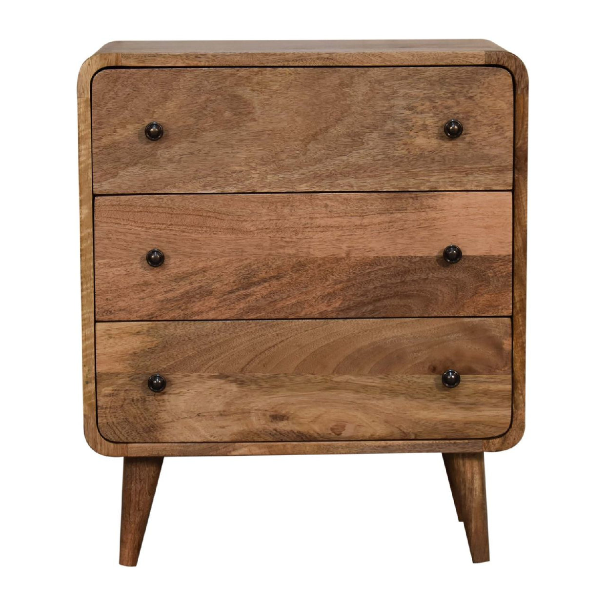 Small Curved MangoWood Chest of Drawer Oak-Ish from Artisan Furniture - IN3341