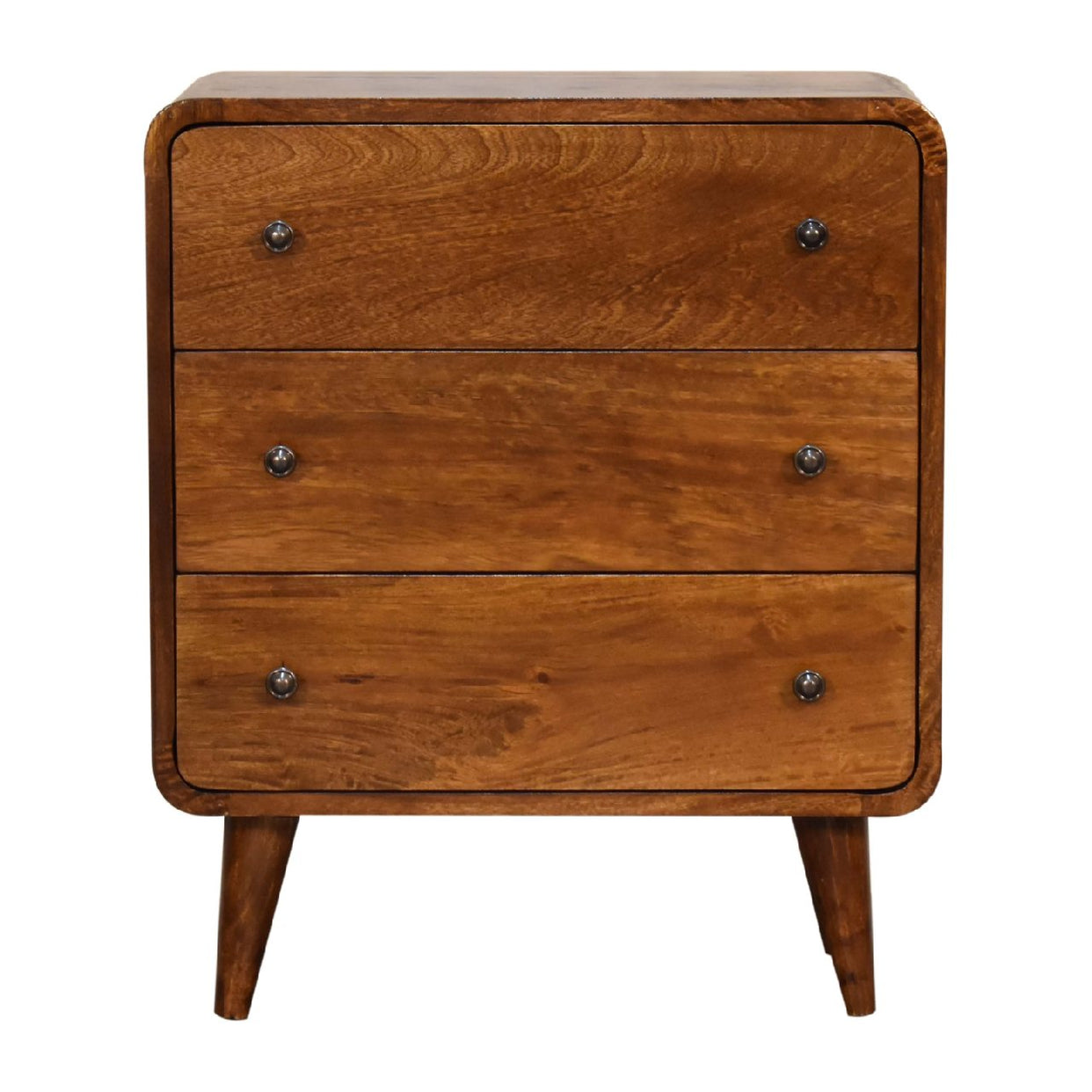 Small Curved MangoWood Chest of Drawer Chestnut from Artisan Furniture - IN3342