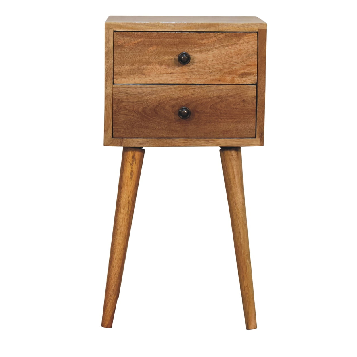 Small 2 Drawer Oak-Ish Mango Wood Bedside Table from Artisan Furniture - IN3354