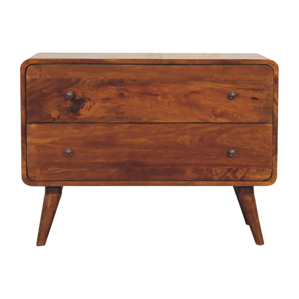 Chestnut MangoWood Chest of Drawer 2 Drawer Curved from Artisan Furniture - IN3410