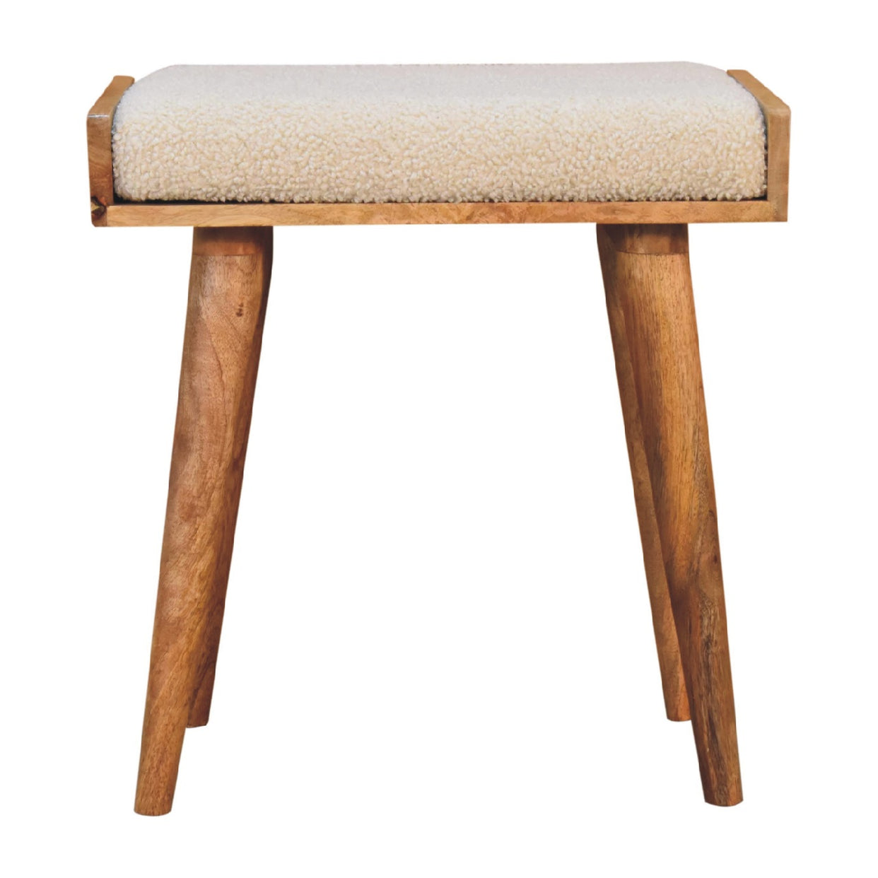 Boucle Cream Tray Style Mango Wood Footstool from Artisan Furniture - IN3433