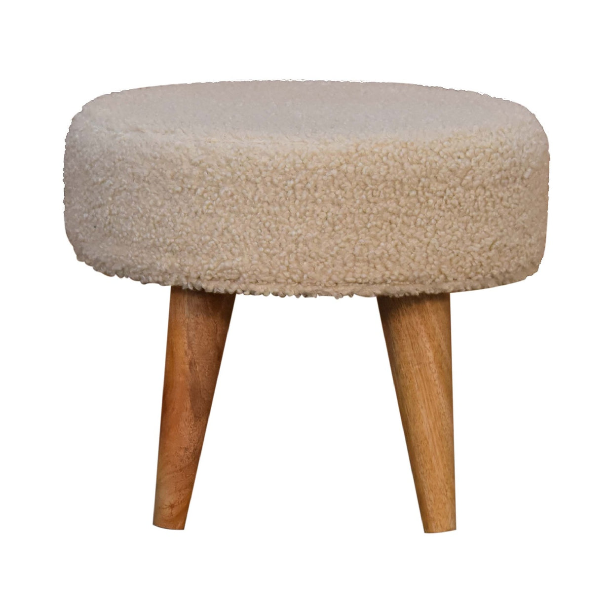 Cream Boucle Petite Mango Wood Footstool from Artisan Furniture - IN3434