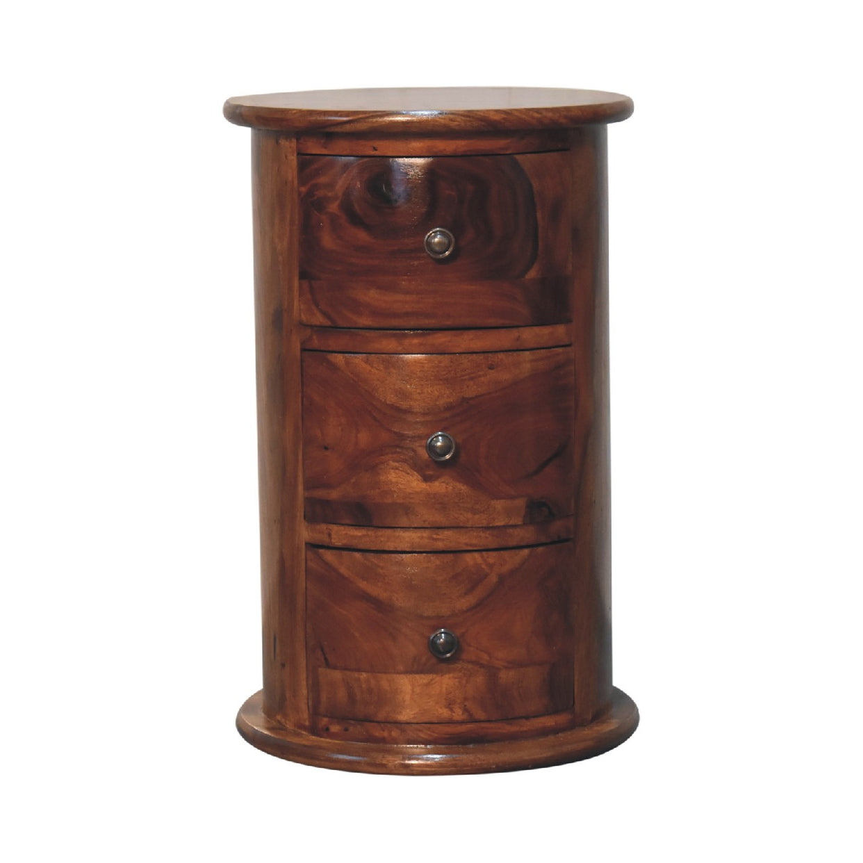 Sheesham Chestnut 3 Drawer Drum MangoWood Chest of Drawer from Artisan Furniture - IN3449