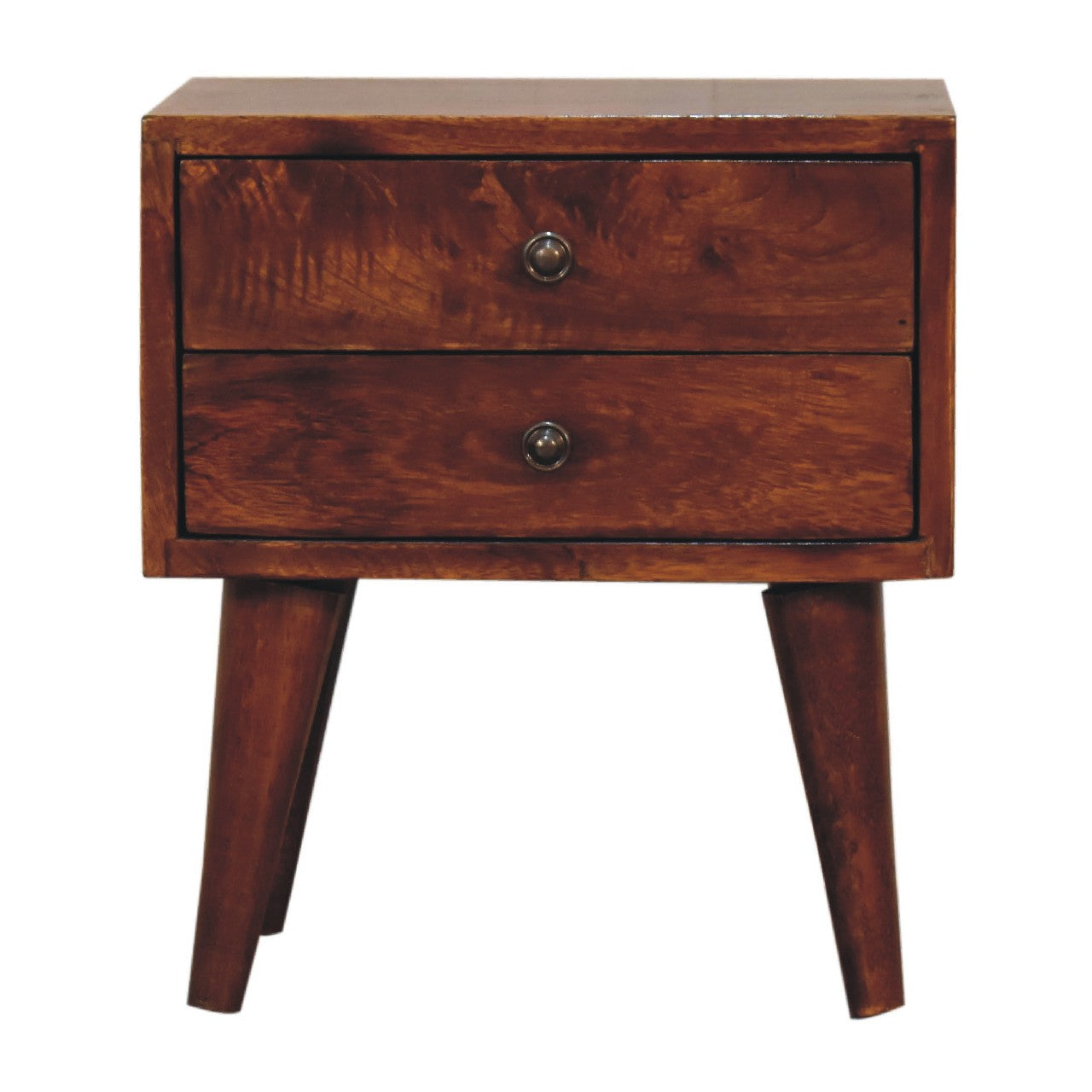 Small Modern Solid Wood Mango Wood Bedside Table Chestnut from Artisan Furniture - IN3450