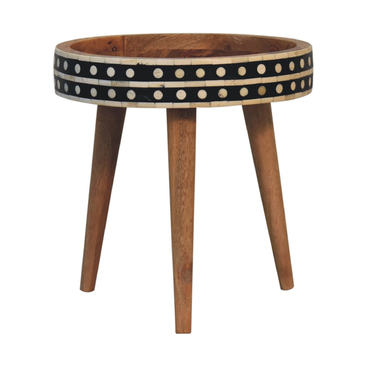 Small Patterned Nordic Style Mango Wood End Table from Artisan Furniture - IN3563