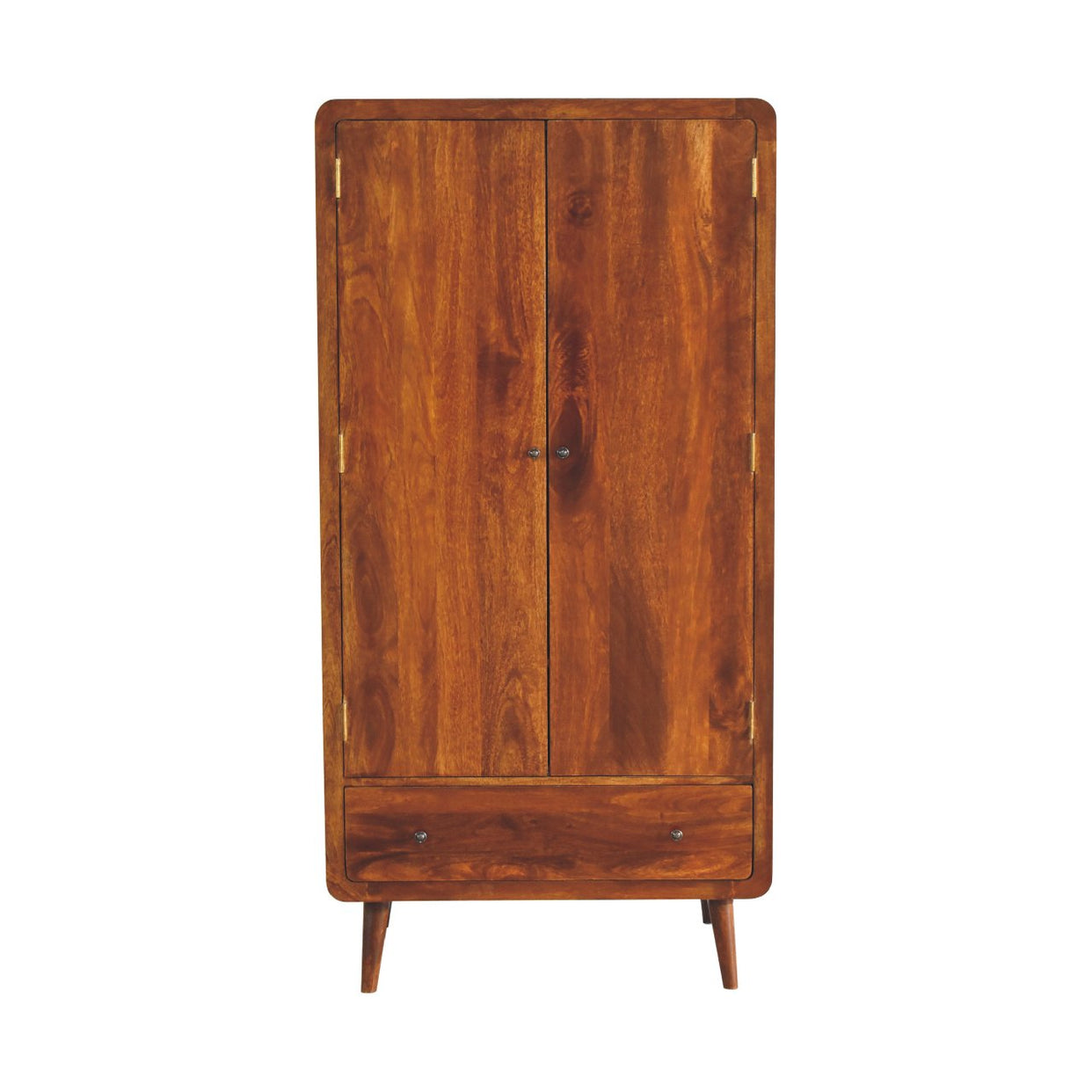 Curved Chestnut Mango Wood Wardrobe from Artisan Furniture - IN3589