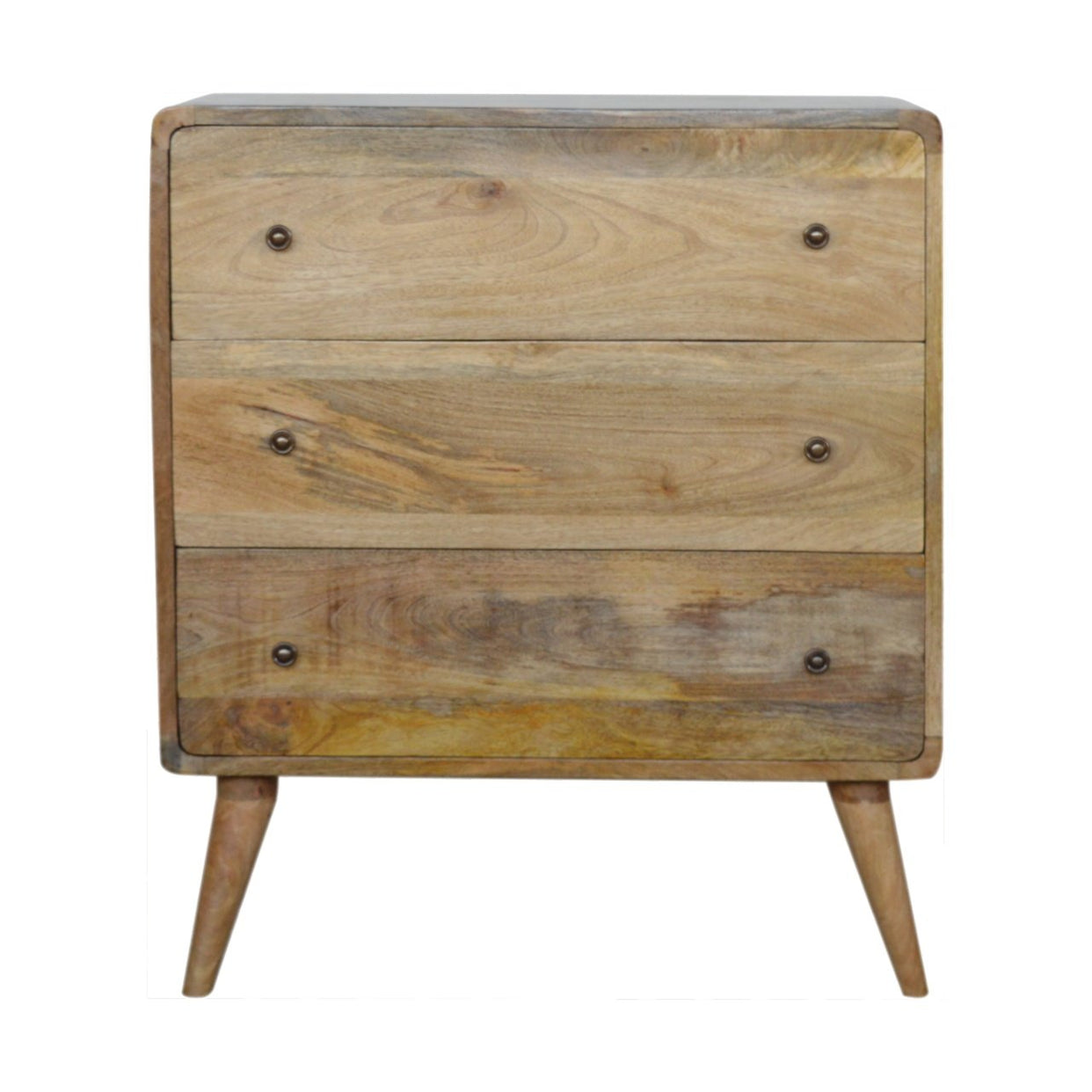 Curved Oak-Ish Mango Wood Chest of Drawer from Artisan Furniture - IN955