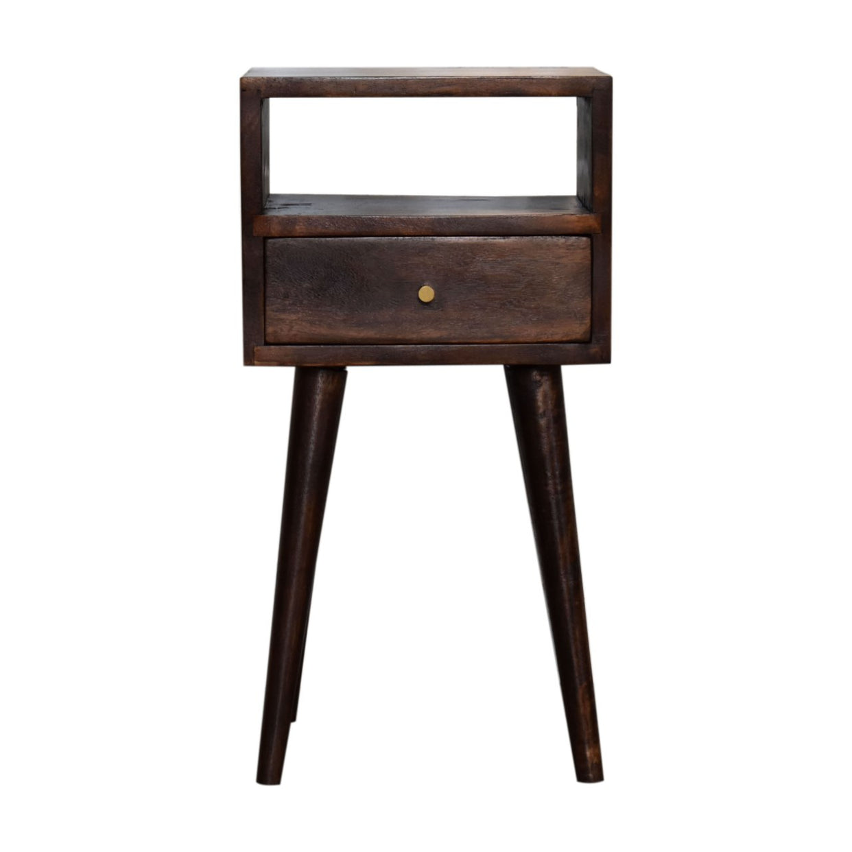 Small Mango Wood Bedside Table Walnut Dark Brown from Artisan Furniture - IN966