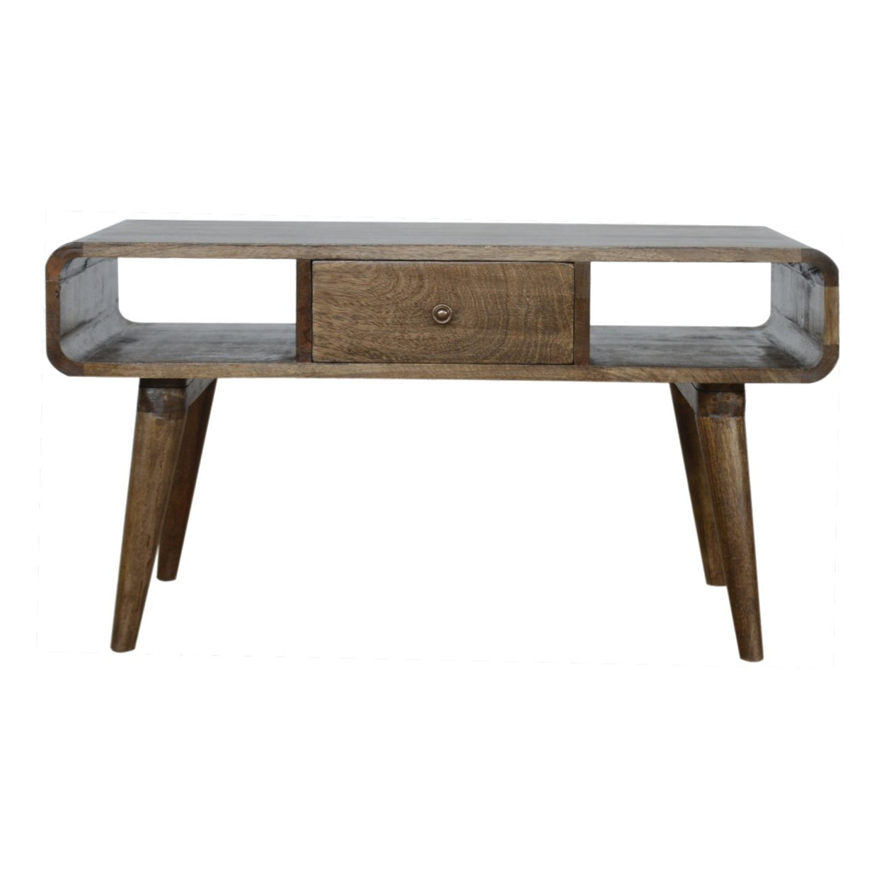 Curved Washed Mango Wood Coffee Table Grey from Artisan Furniture - IN970