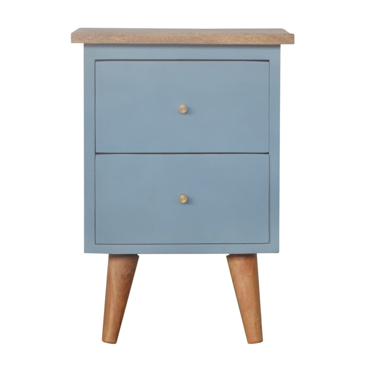Hand Painted Mango Wood Bedside Table Blue from Artisan Furniture - IN975
