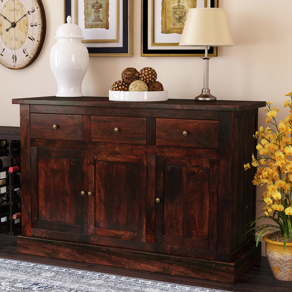 Jaipur Dark Mango Large Sideboard For Indian Hub-IH-JM17