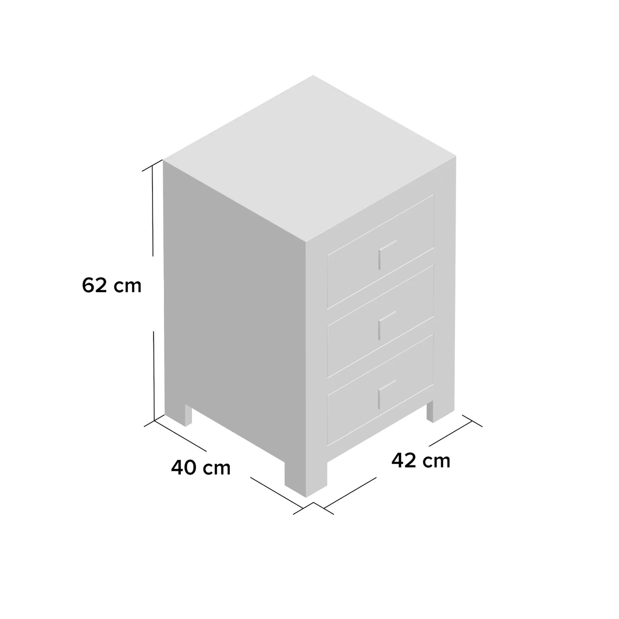 Toko Dark Mango 3 Drawer Bedside  For Indian Hub-IH-MB14