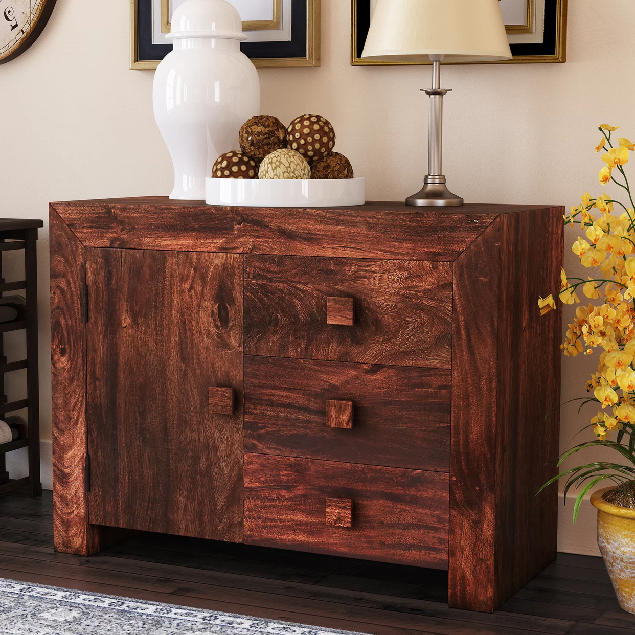 Toko Dark Mango 3 Drawer Sideboard  For Indian Hub-IH-MB15