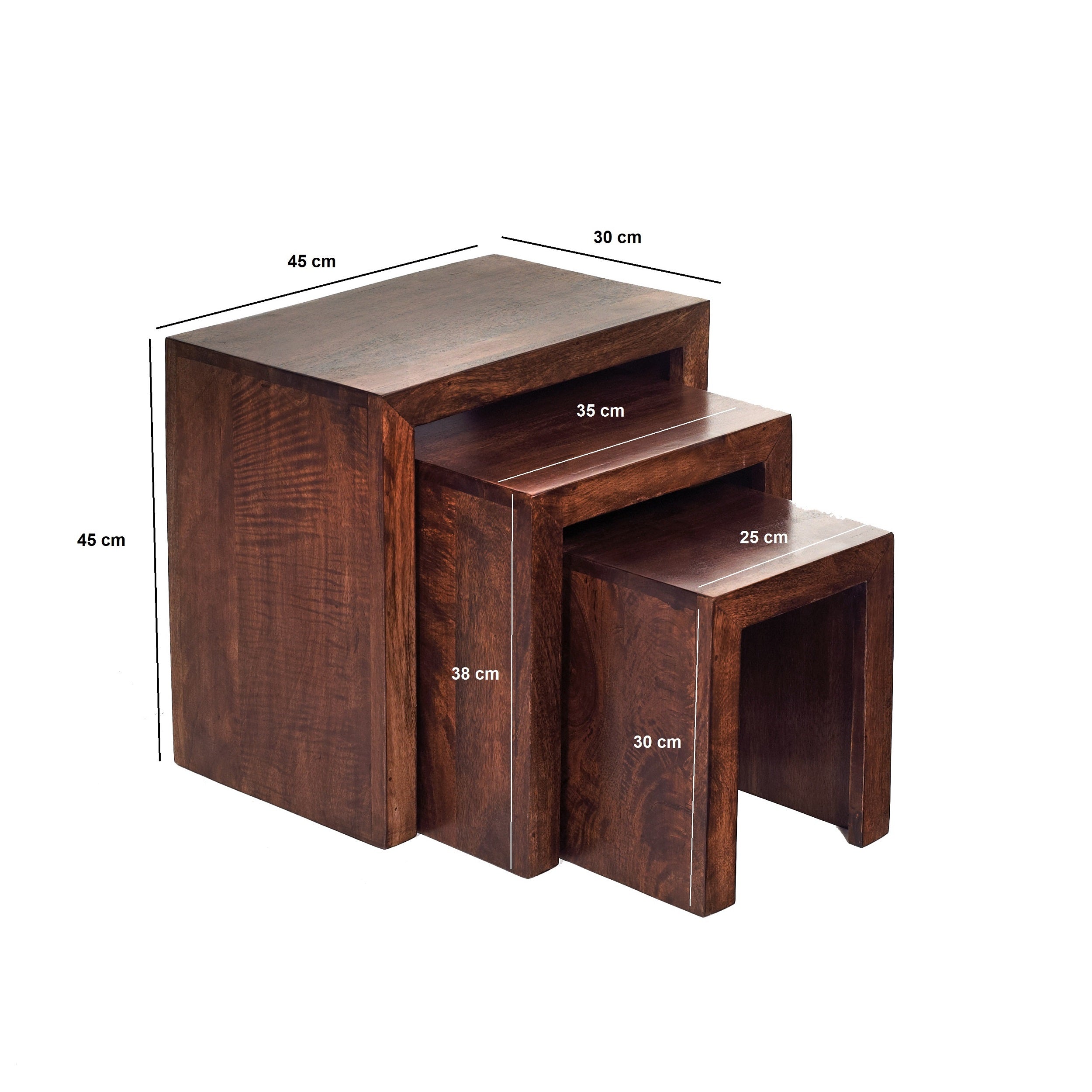 Toko Dark Mango Nest Of 3 Tables For Indian Hub-IH-ML06