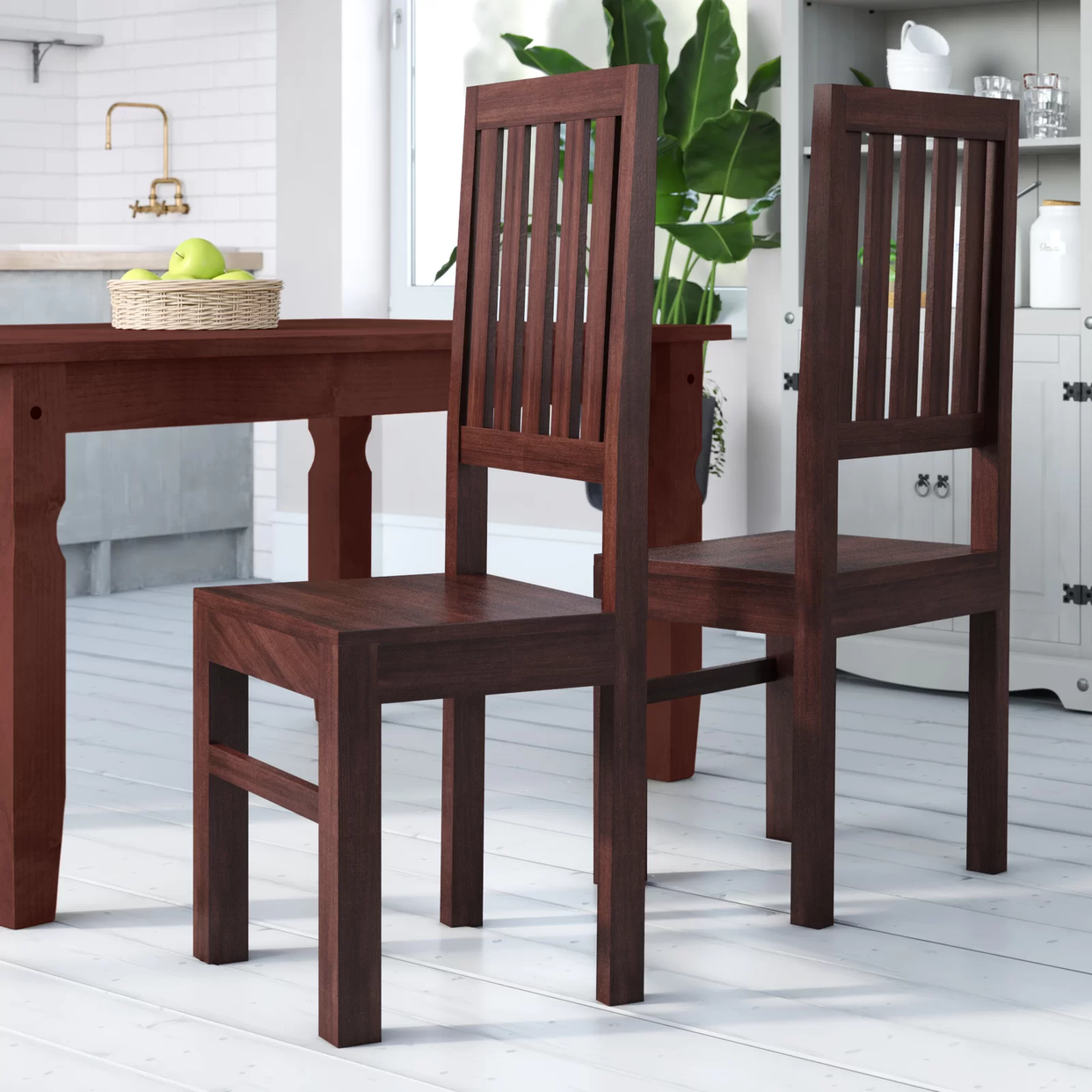Toko Dark Mango Slat Back Chair - Set of 2 For Indian Hub-IH-ML19