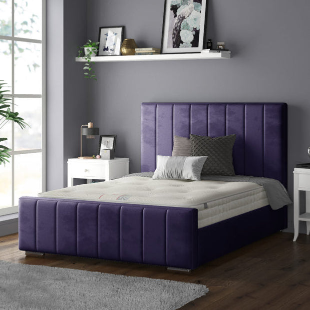 Nala Vertical Striped Plush Velvet Bed Frame For MFS Products