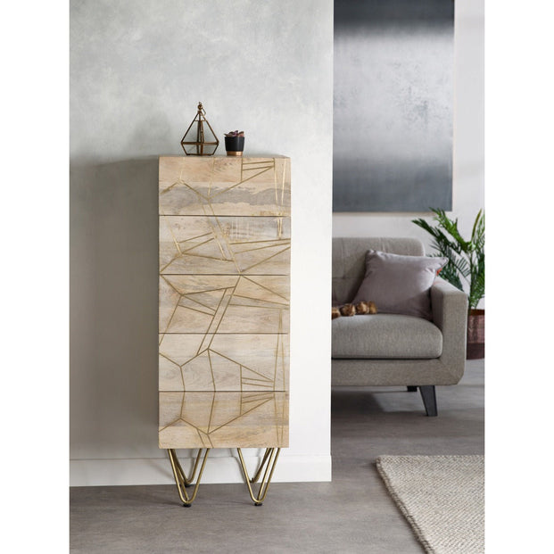 Light Gold Tall Chest Of Drawers For Indian Hub-IH-BRC06