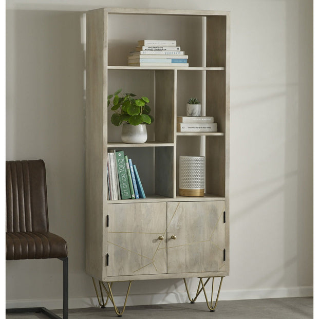 Light Gold Large Bookcase 2 Door  For Indian Hub-IH-BRC11