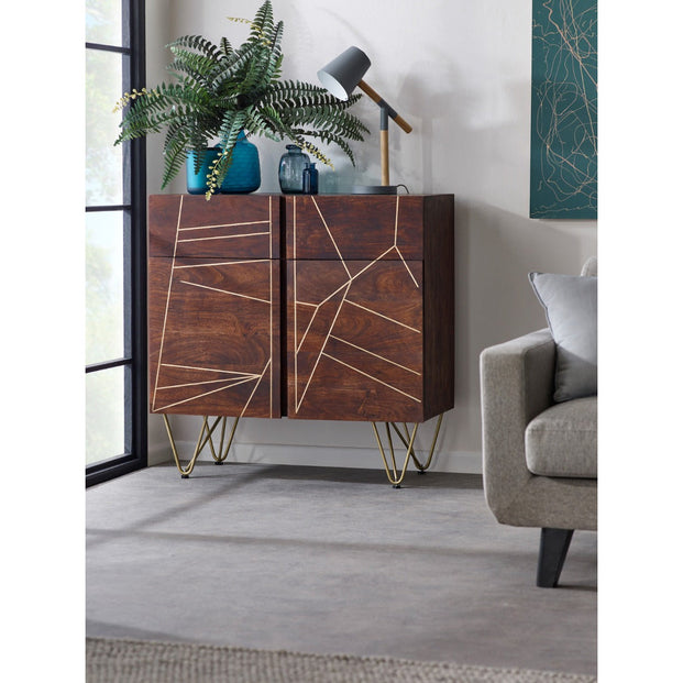 Dark Gold 2 Door Medium Sideboard For Indian Hub-IH-BRS05