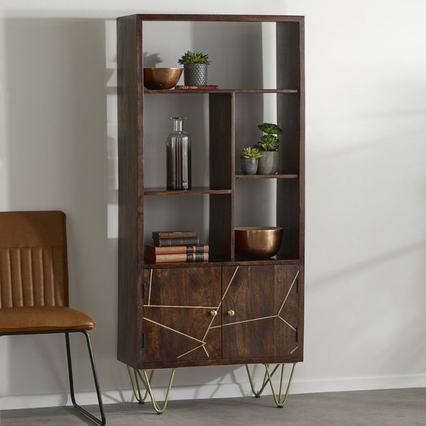 Dark Gold Large Bookcase 2 Door  For Indian Hub-IH-BRS11