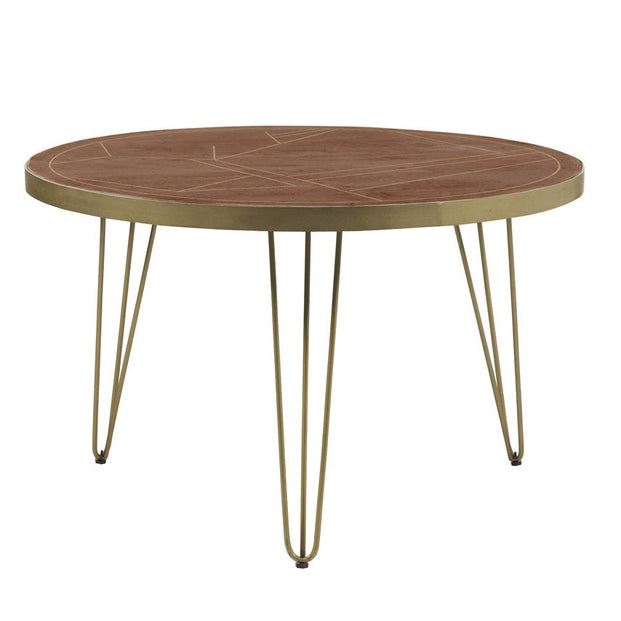 Dark Gold Round Dining Table  For Indian Hub-IH-BRS14