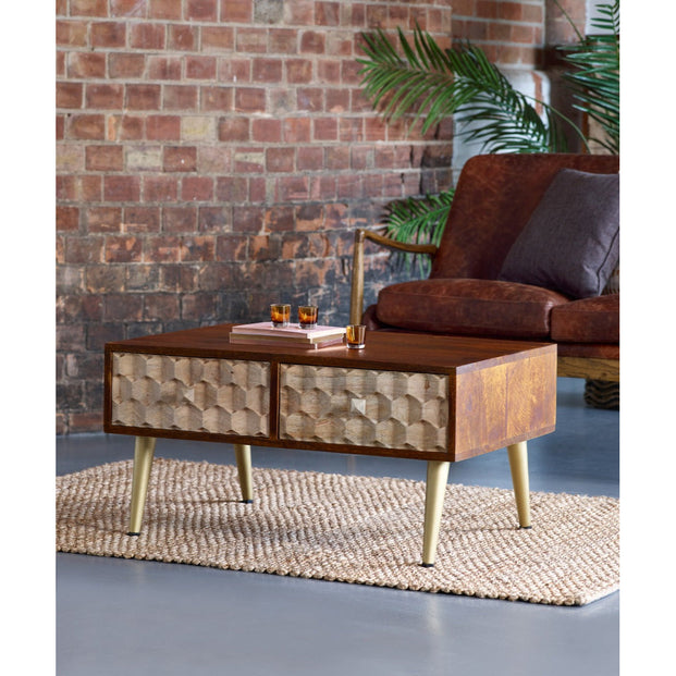 Edison Coffee Table With 2 Drawers For Indian Hub-IH-CN07
