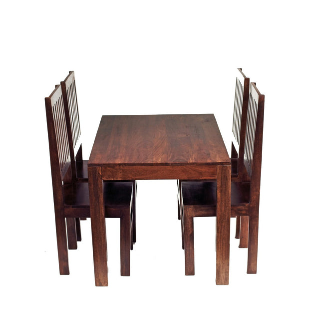Toko Dark Mango 4Ft Dining Set With Wooden Chairs For Indian Hub-IH-D01
