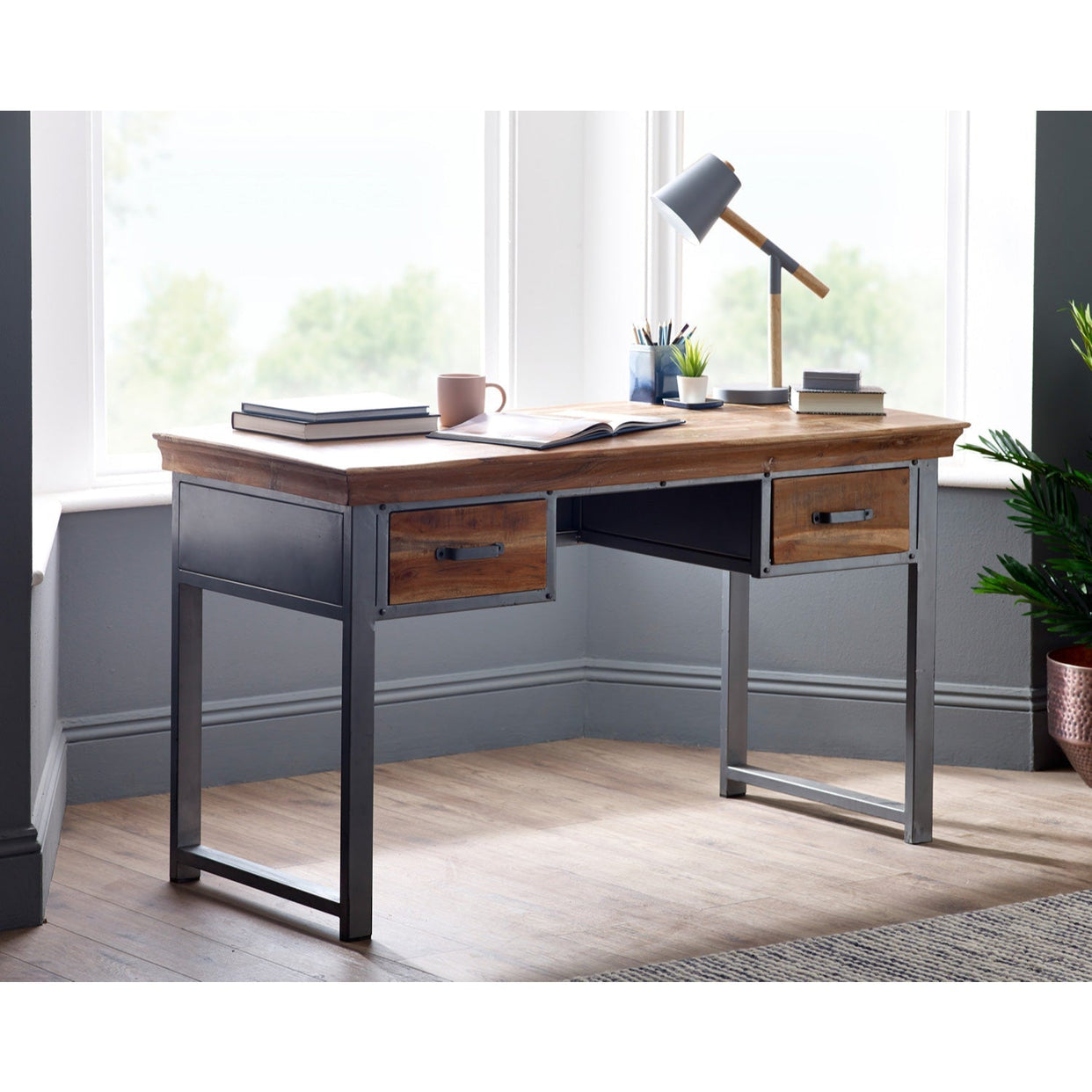 Metropolis Industrial 2 Drawer Writing Desk For Indian Hub-IH-DA07