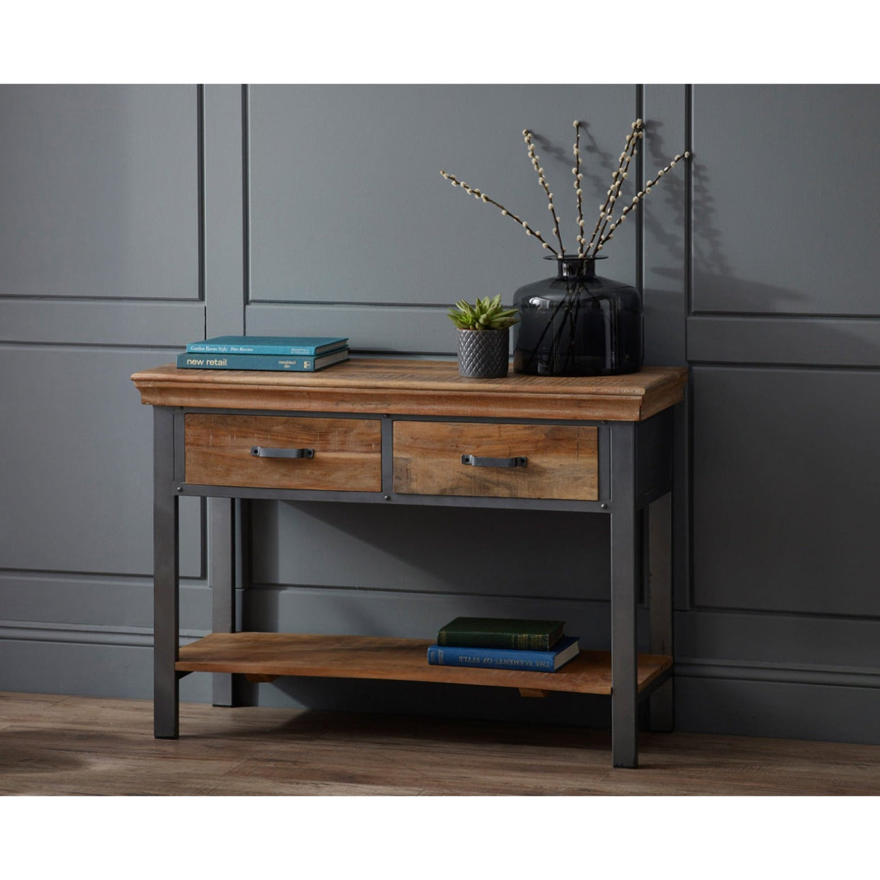 Metropolis Industrial 2 Drawer Console Table For Indian Hub-IH-DA08