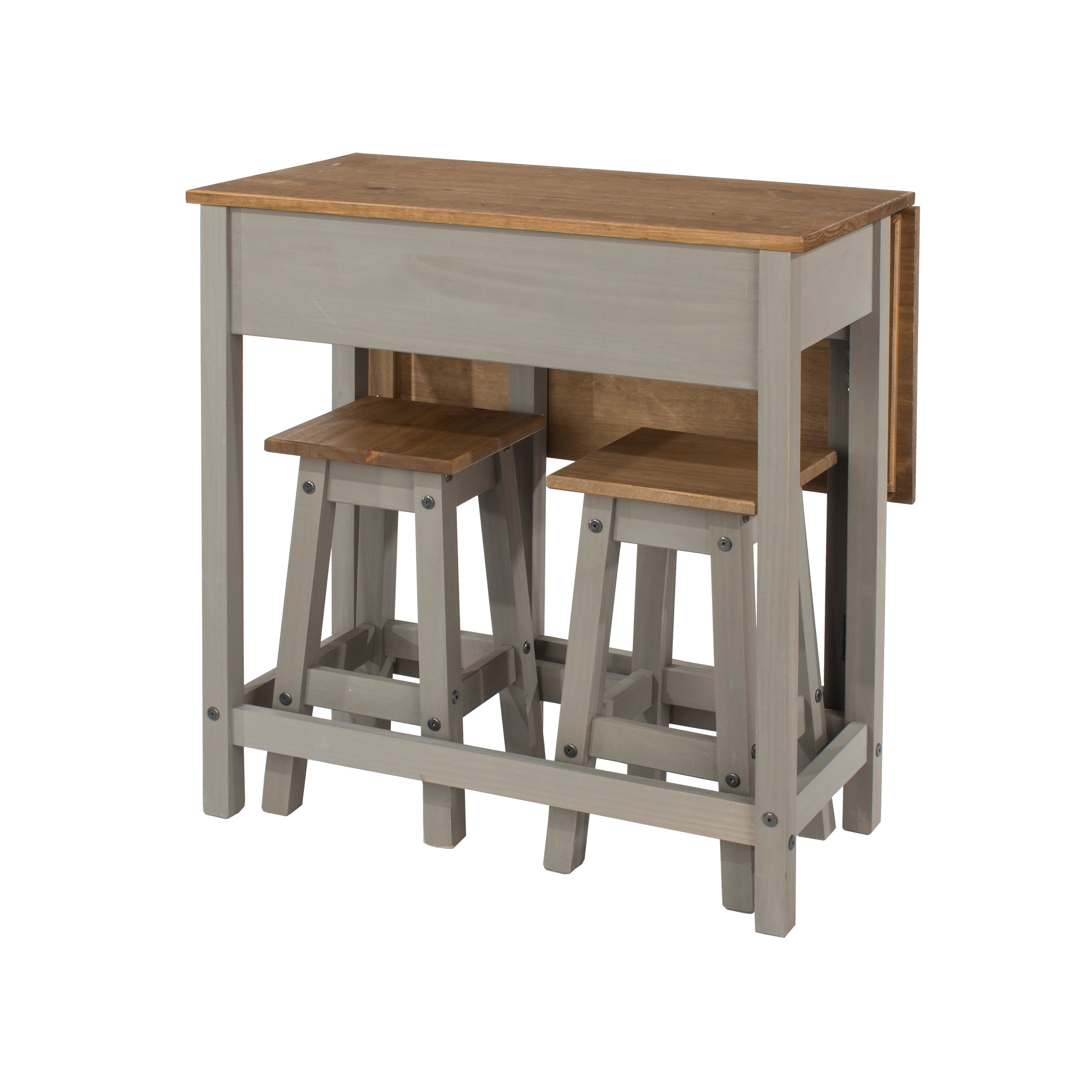 Canasta Wooden Breakfast Drop Leaf Table And 2 Stools Set For Core Products - CFD-CRGTBSET4