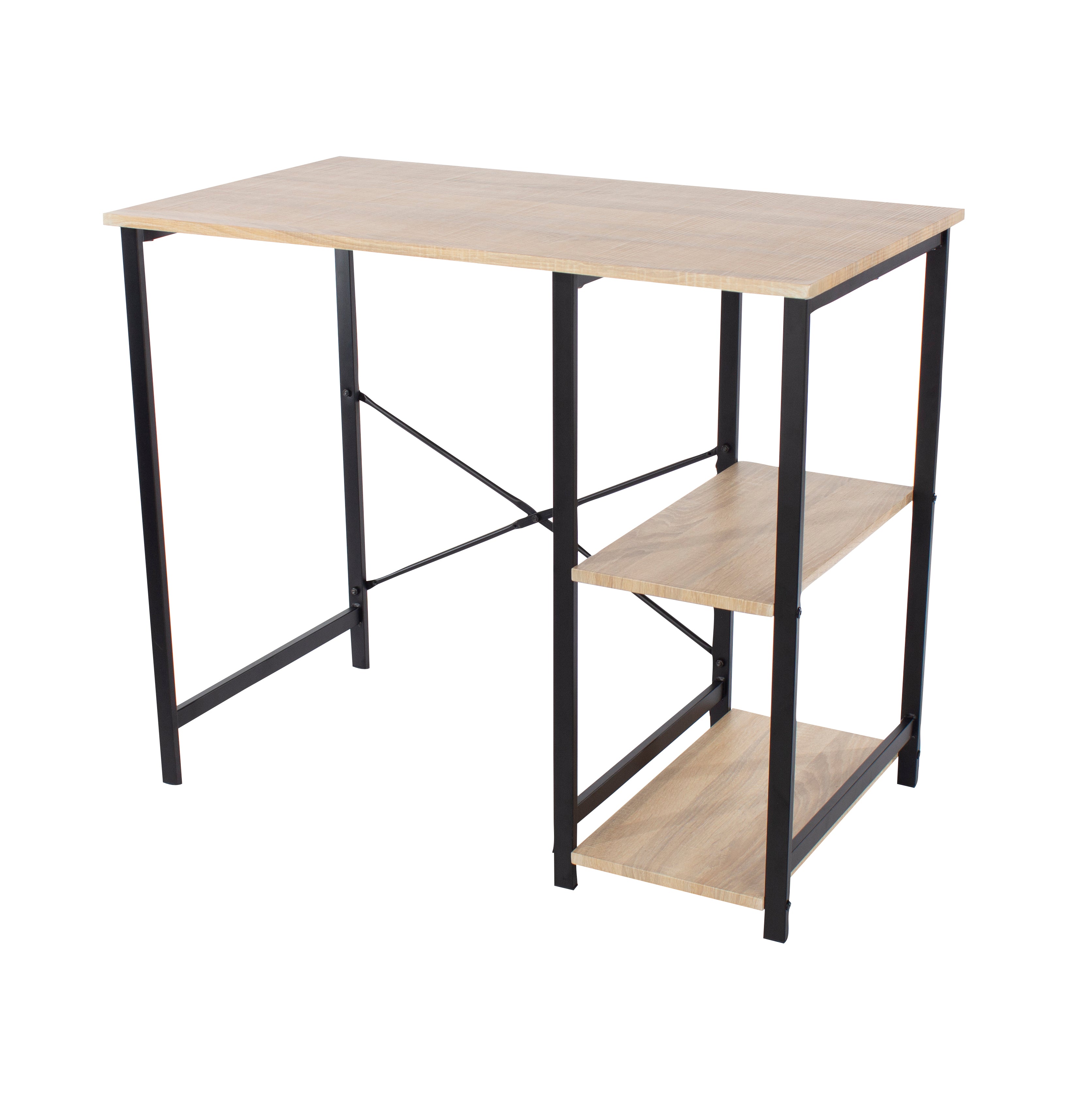 Ladarien Home Study Oak Effect Desk With Side Storage With Black Metal Legs For Core Products - CFD-LFDSK-01