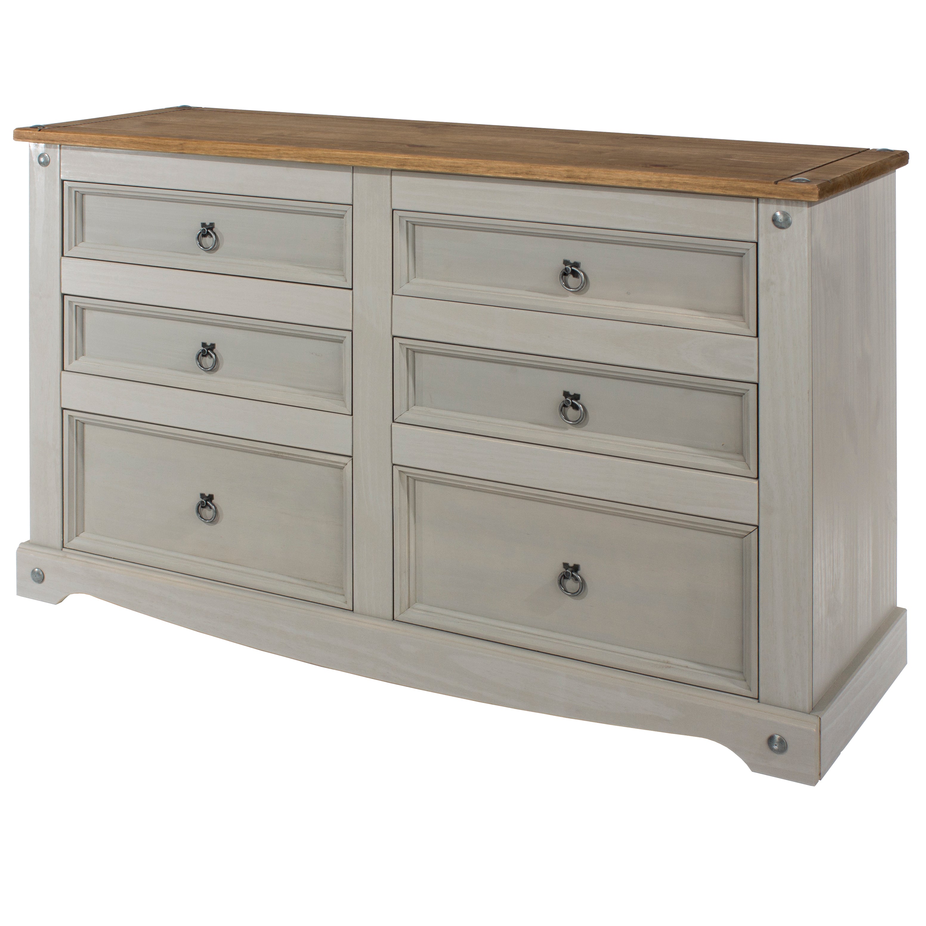 Canasta Wooden 6 Drawer Wide Chest Grey For Core Products - CFD-CRG513