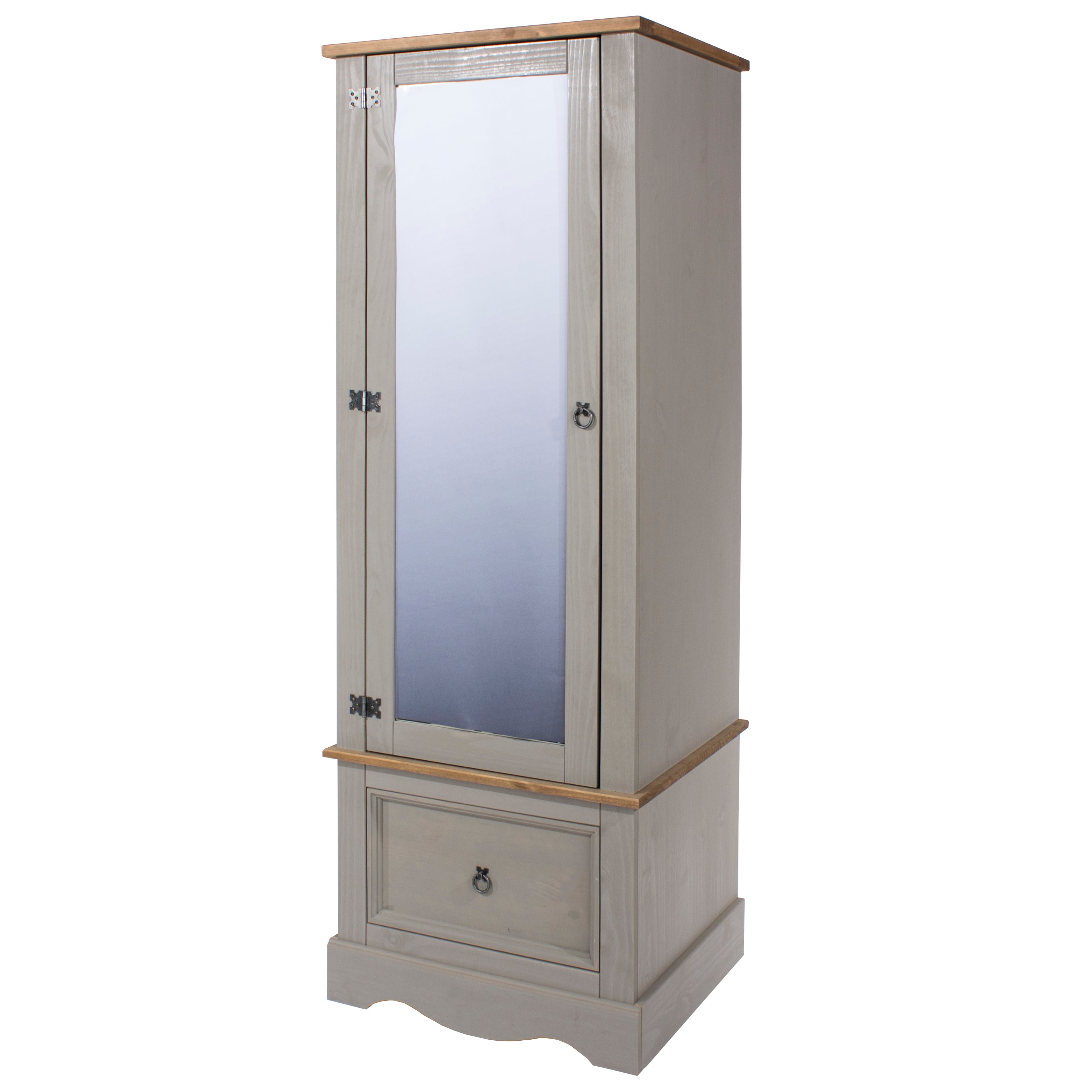 Canasta Wooden Armoire With Mirrored Door With 1 Drawer Grey For Core Products - CFD-CRG525