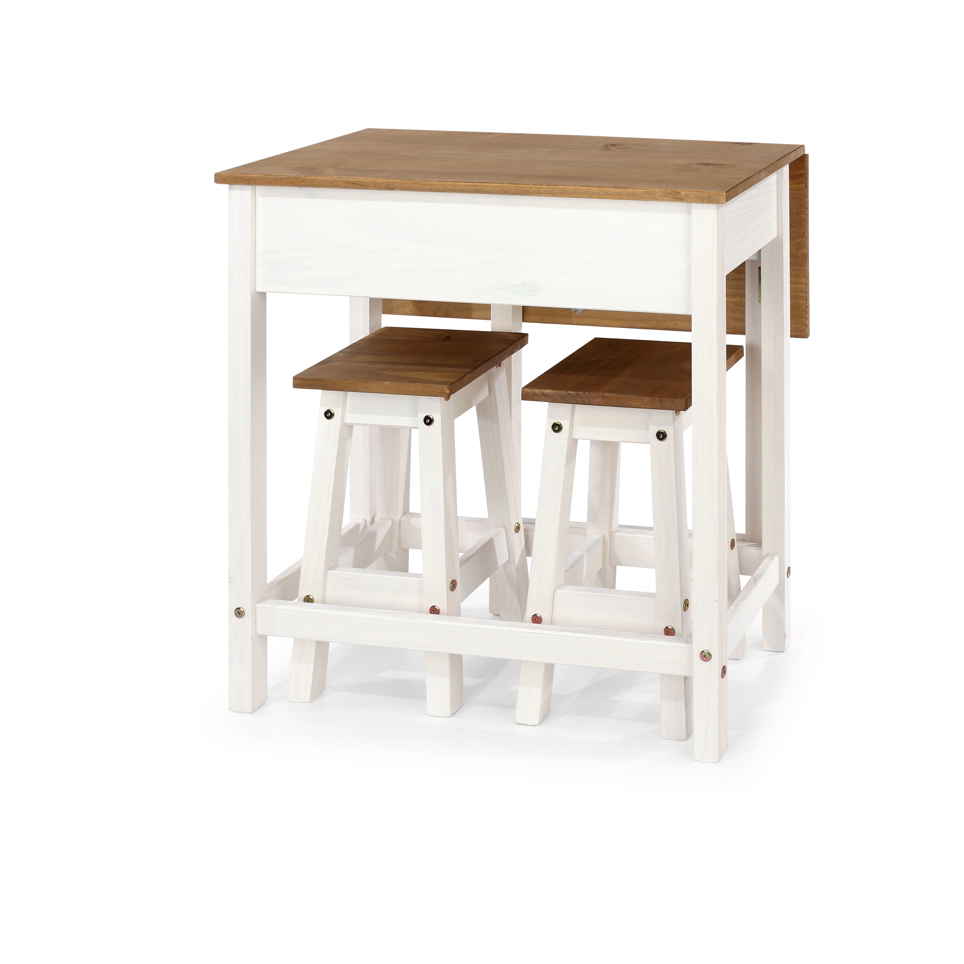 Canasta Wooden Breakfast Drop Leaf Table And 2 Stools Set For Core Products - CFD-CRWTBSET4