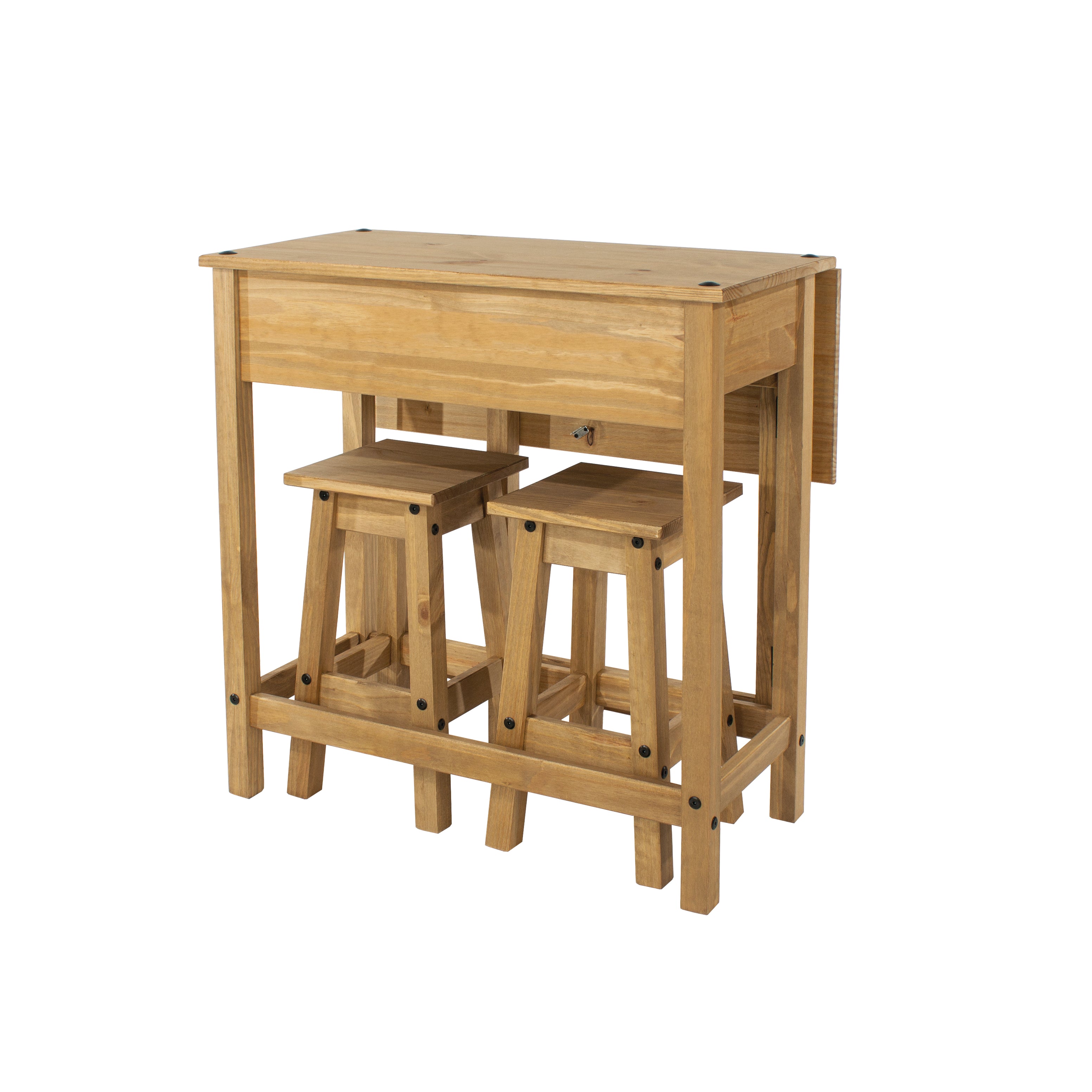 Canasta Wooden Breakfast Drop Leaf Table And 2 Stools Set Brown For Core Products - CFD-CRTBSET4
