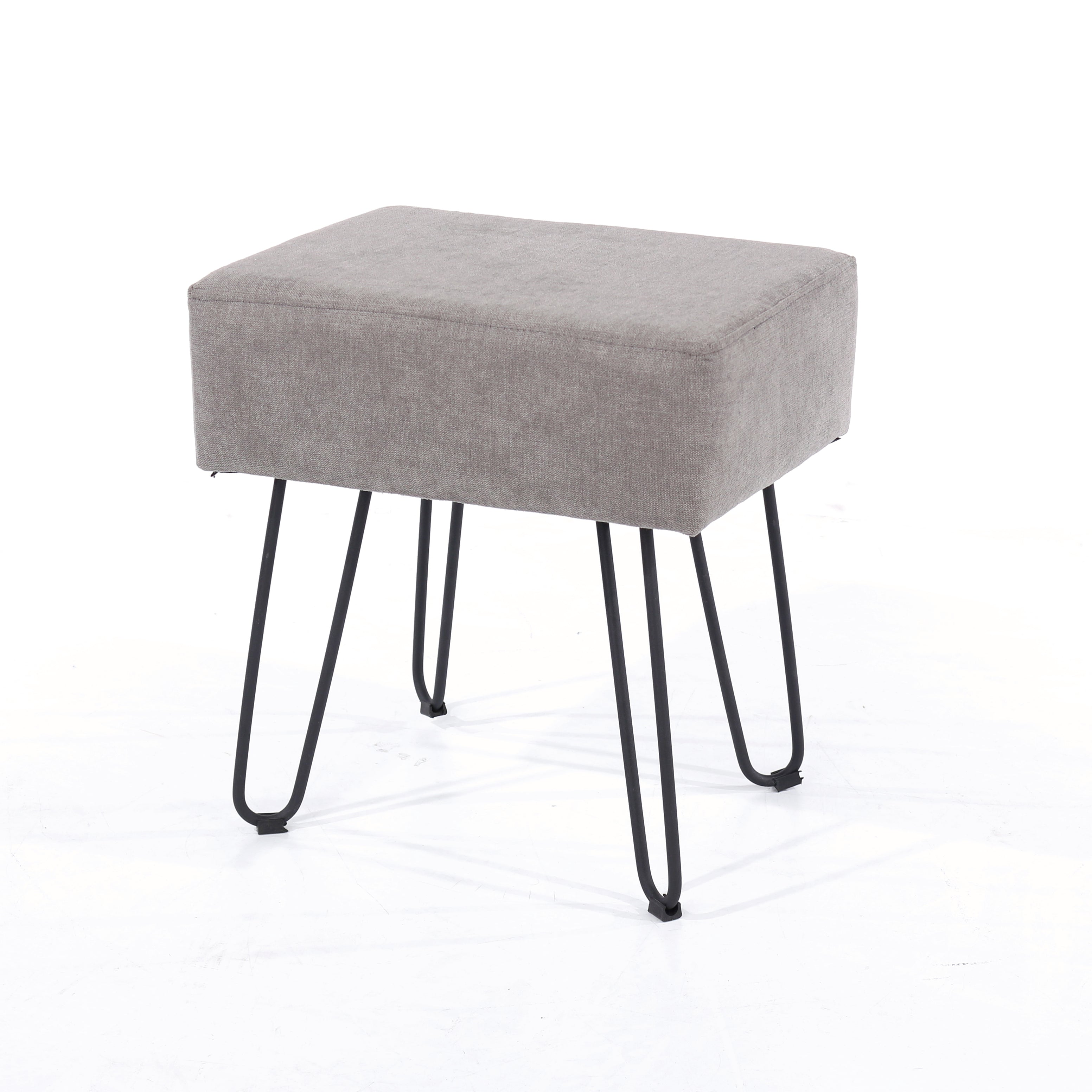 Swindle Upholstered Fabric Rectangular Stool With Black Metal Legs - Grey For Core Products - CFD-STL-6GYF