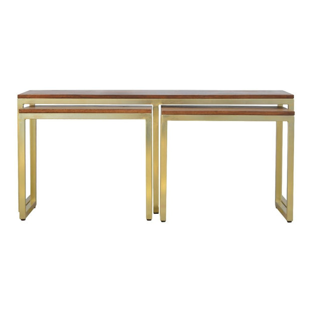 Chunky Gold Mango Wood Side Table Set of 3 from Artisan Furniture - IN302