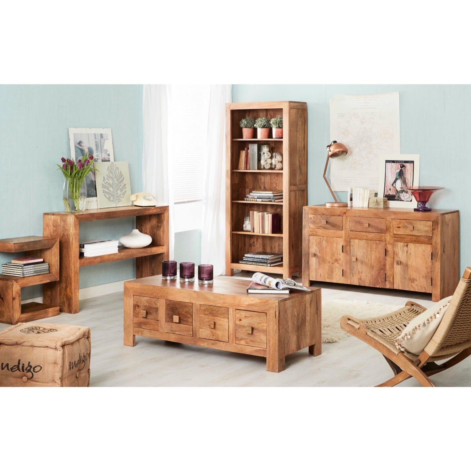 Toko Light Mango 8 Drawer Coffee Table  For Indian Hub-IH-LM08