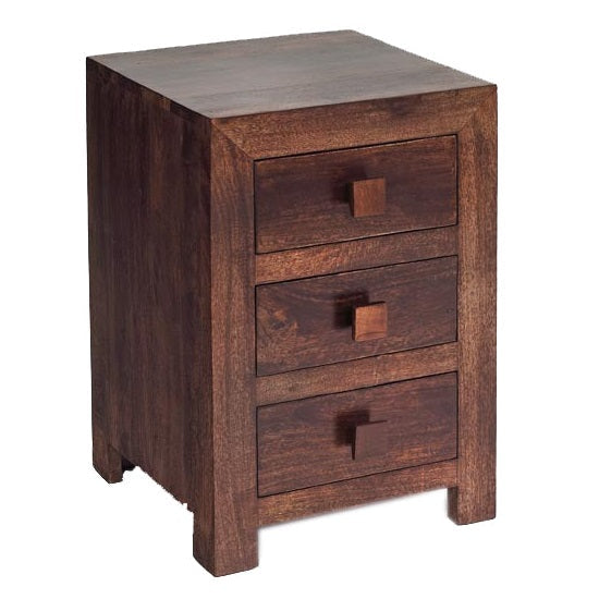 Toko Dark Mango 3 Drawer Bedside  For Indian Hub-IH-MB14