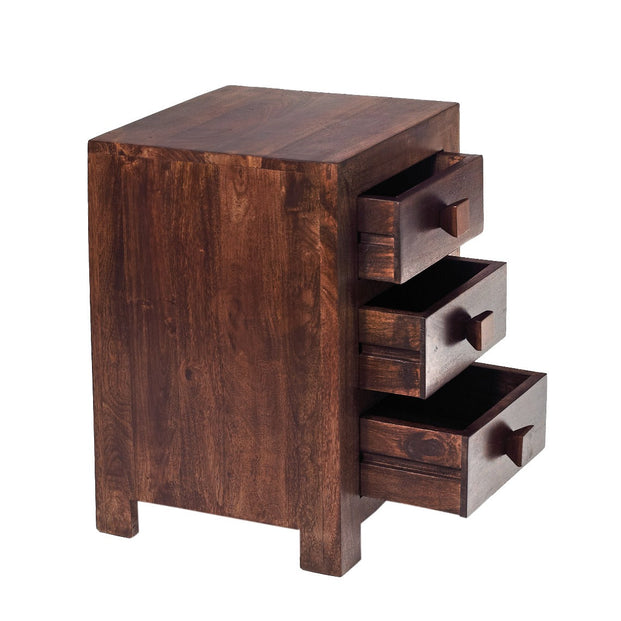 Toko Dark Mango 3 Drawer Bedside  For Indian Hub-IH-MB14
