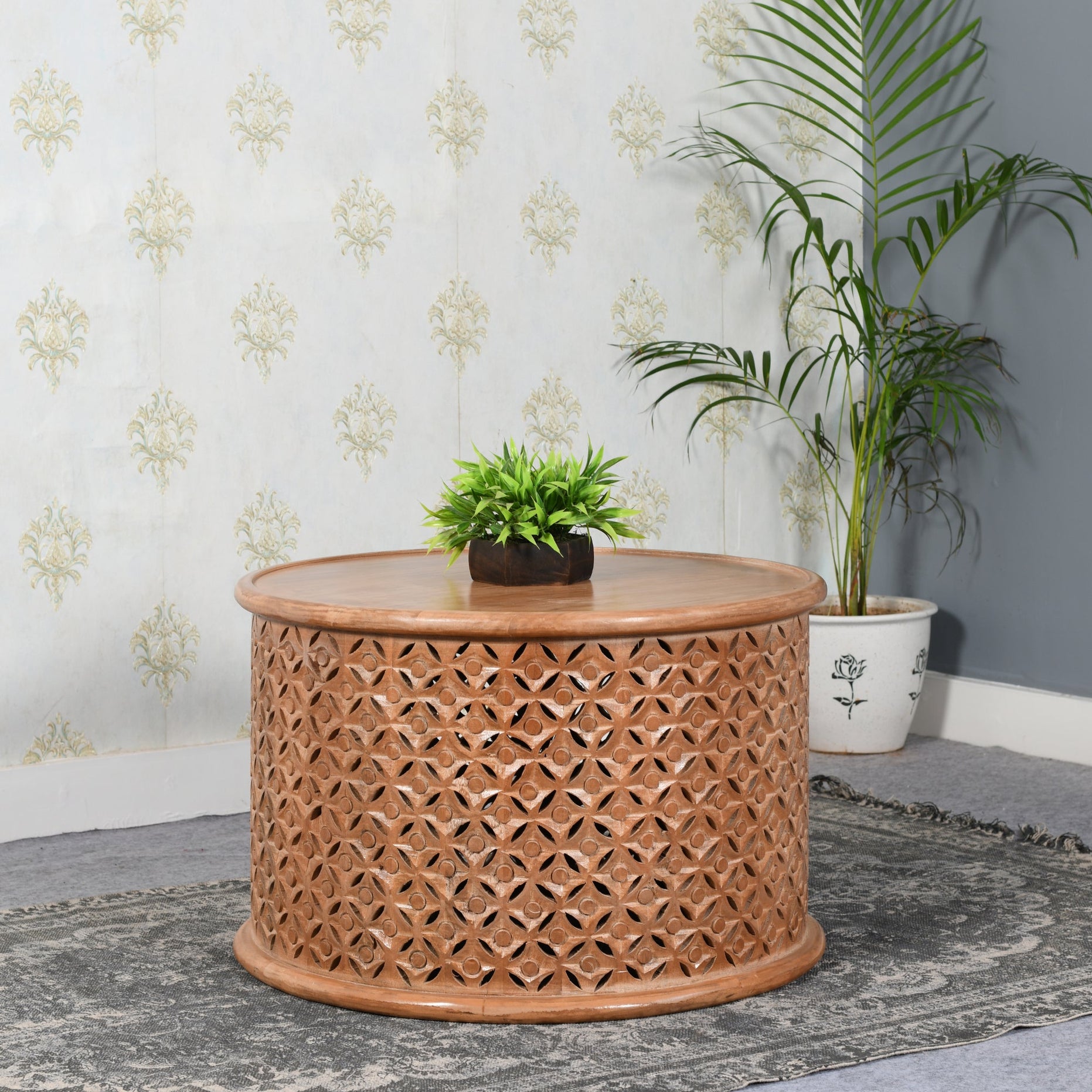 Artwork Mango Wood Coffee Table For Indian Hub-IH-MC04