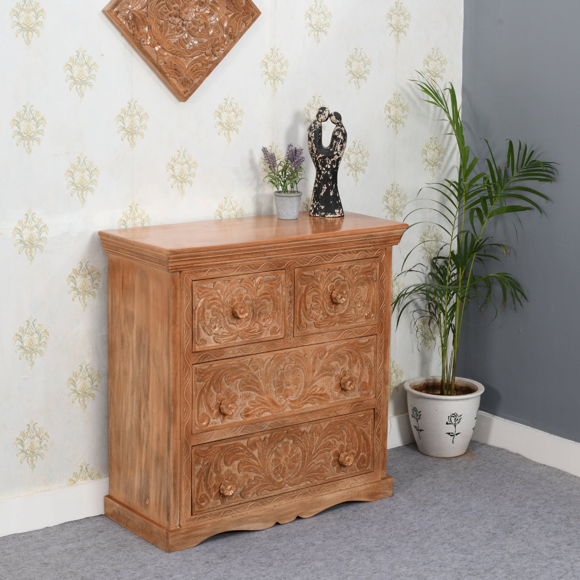 Artwork Mango Wood Chest Of Drawers For Indian Hub-IH-MC09
