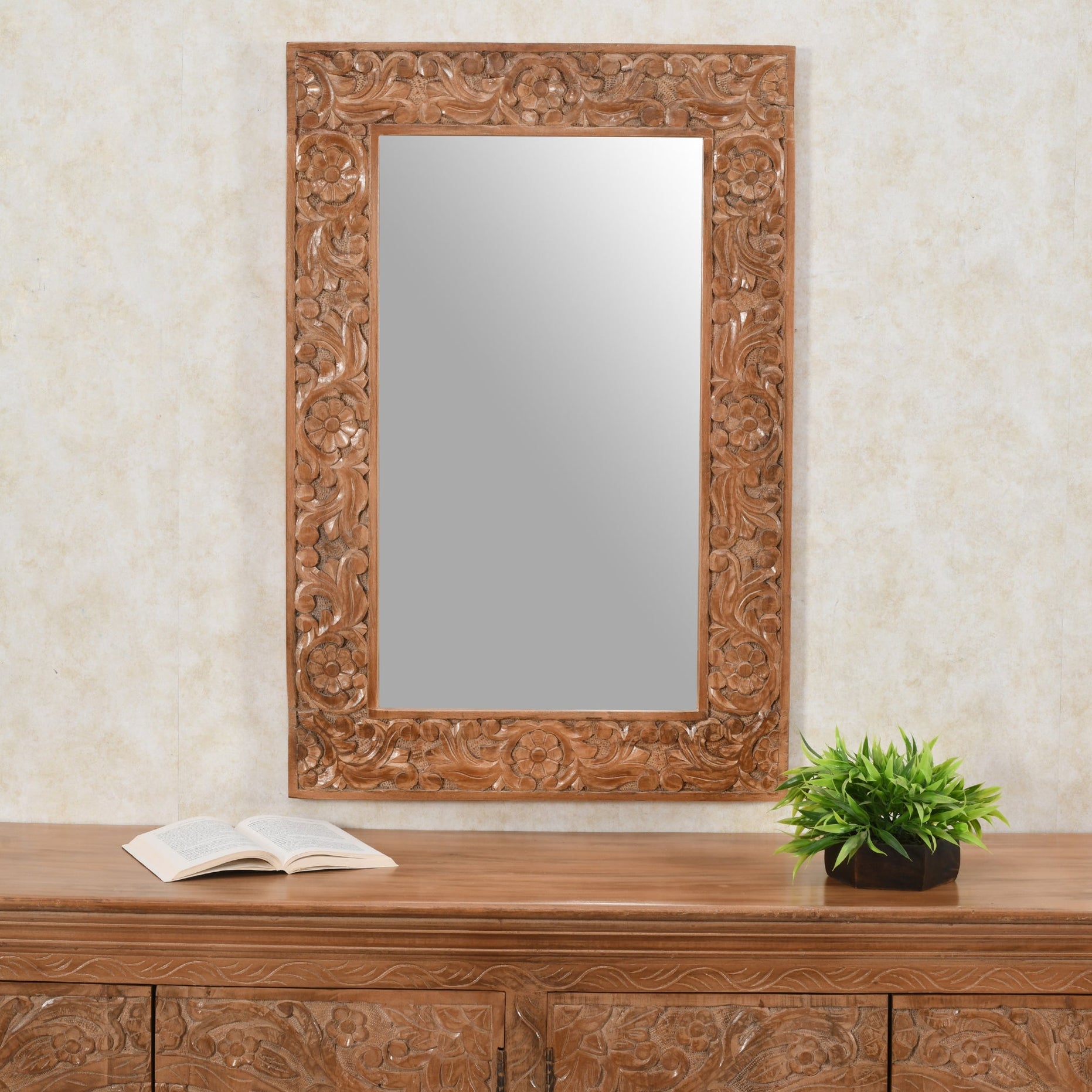 Artwork Mango Wood Mirror For Indian Hub-IH-MC10