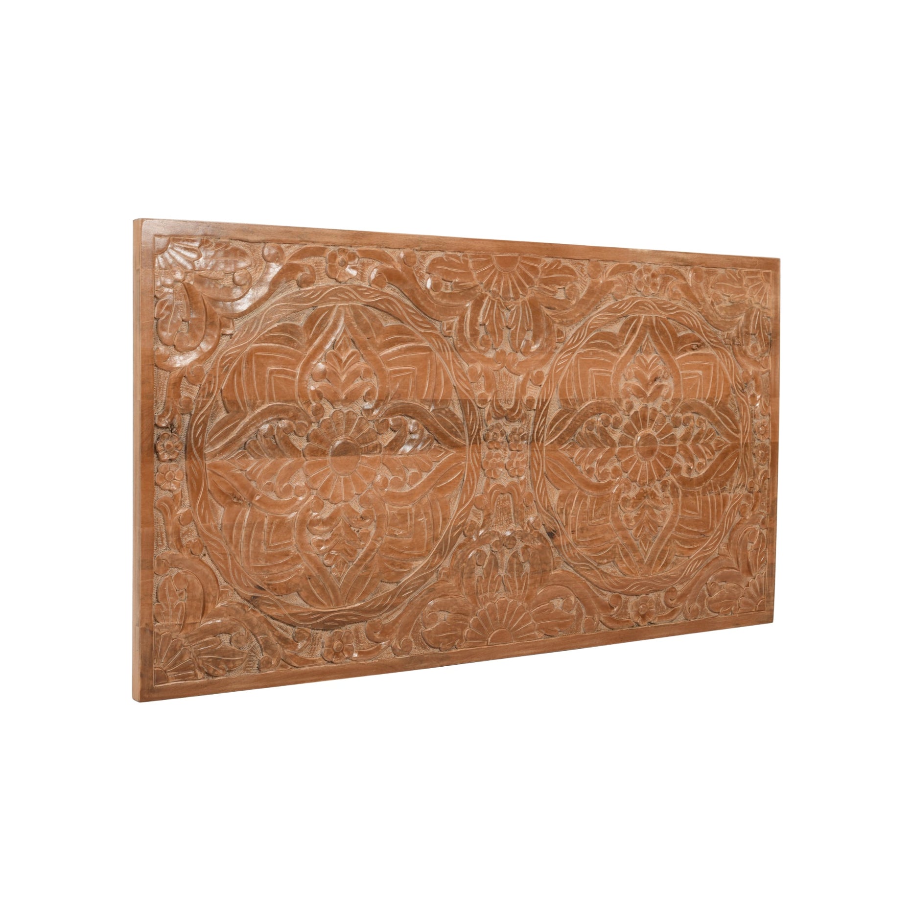 Artwork Mango Wood Bedframe Headboard For Indian Hub-IH-MC12