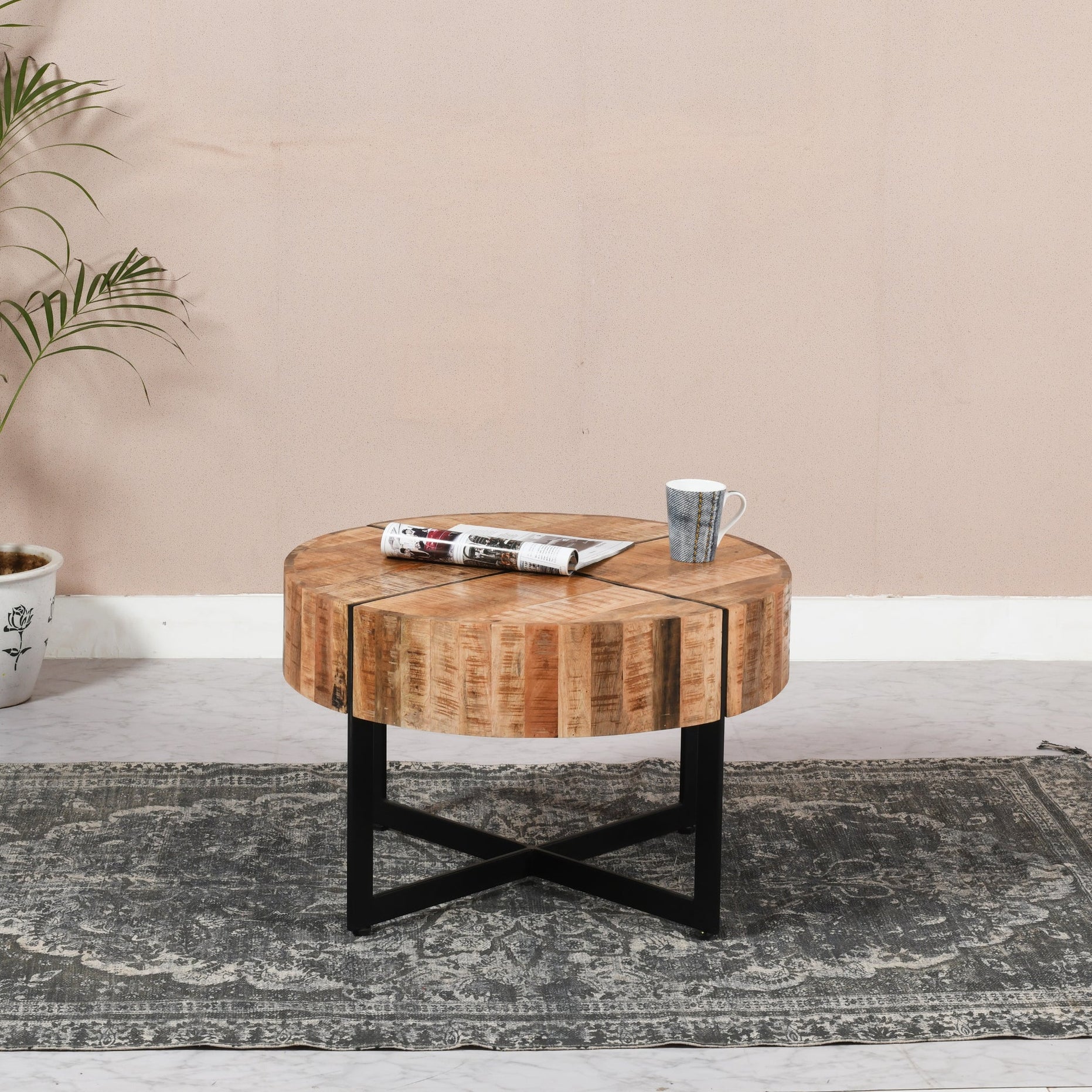 Surrey Solid Wood Coffee Table With Metal Legs For Indian Hub-IH-MD10