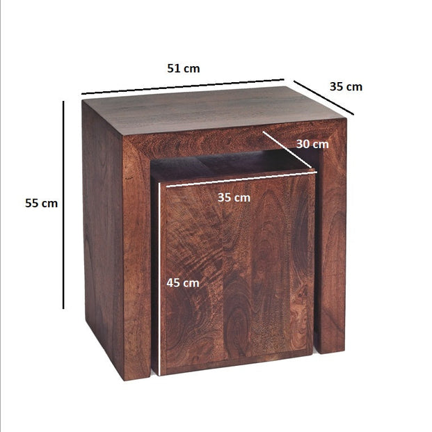 Toko Dark Mango Cubed Nest Of 2 Tables  For Indian Hub-IH-ML03