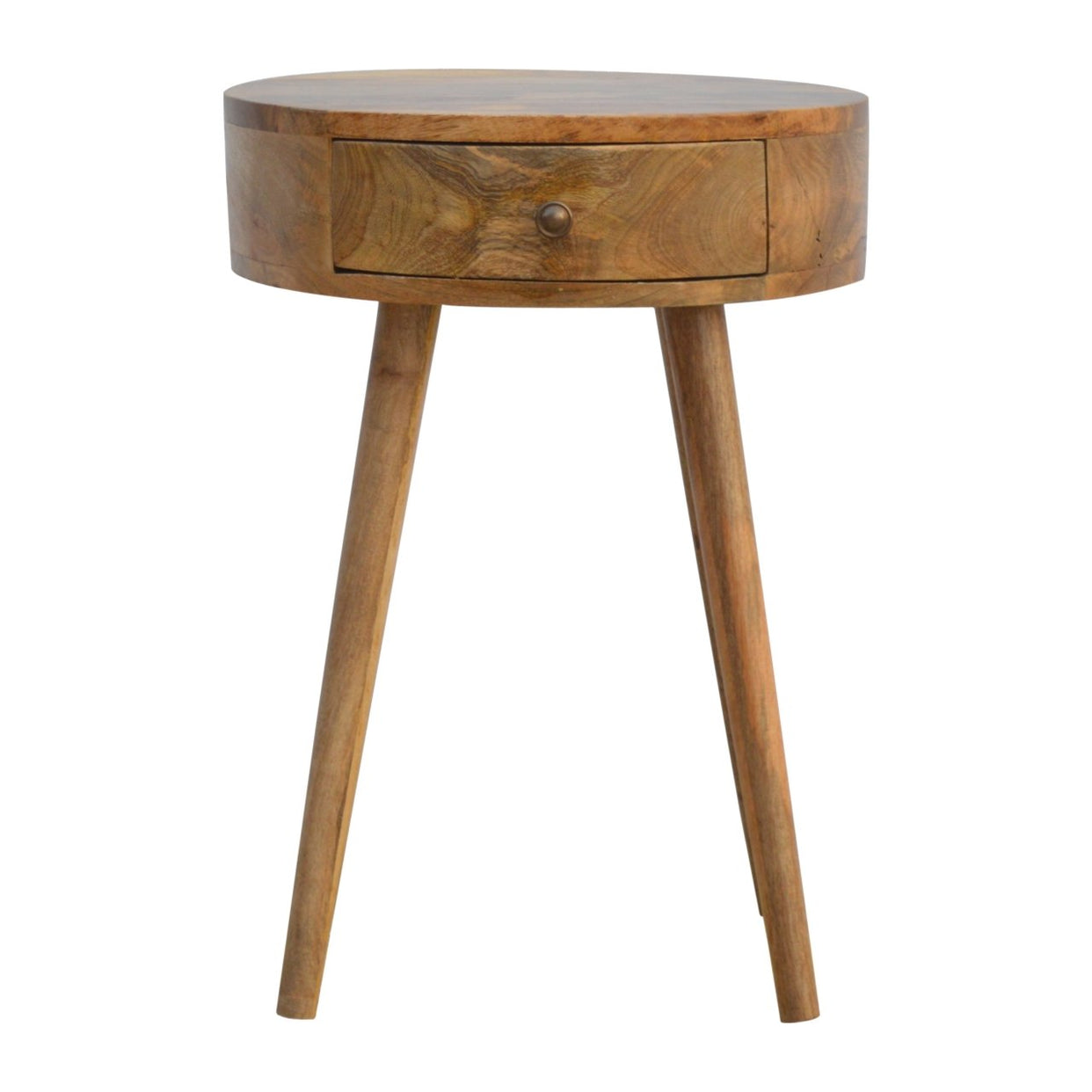 Nordic Circular Shaped Mango Wood Bedside Table from Artisan Furniture - IN323